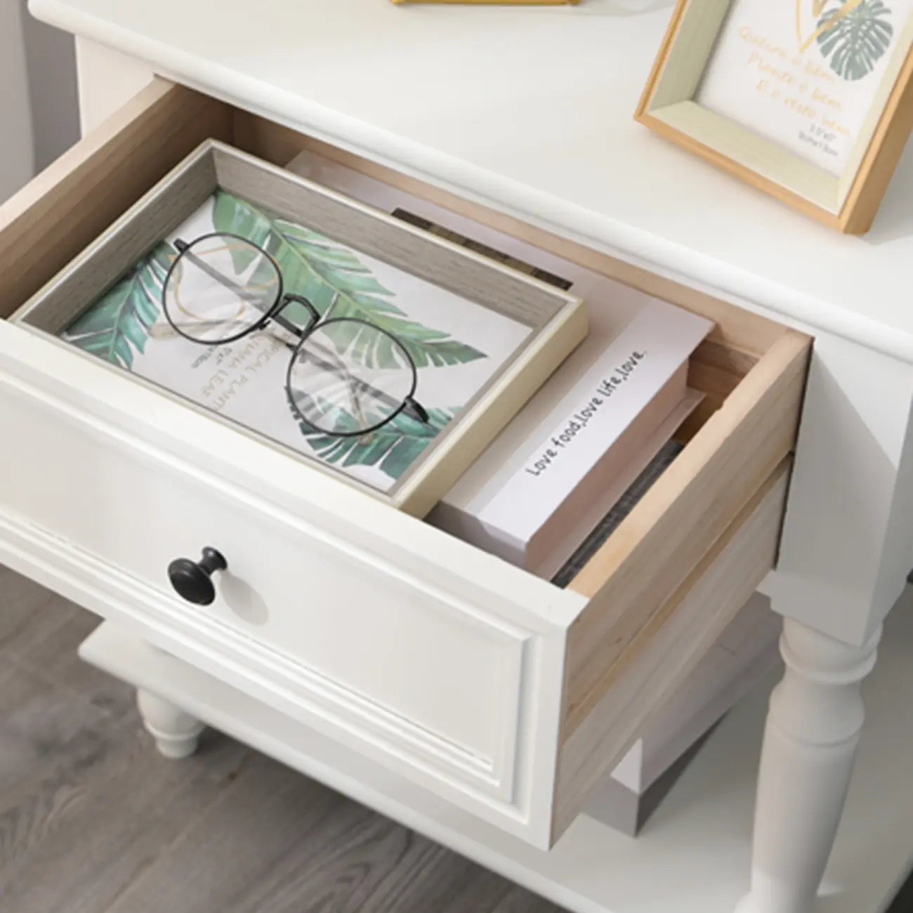 Traditional Wood Nightstand with Drawers