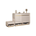 Glam Beige Solid Wood Shoe Cabinet with Display Top