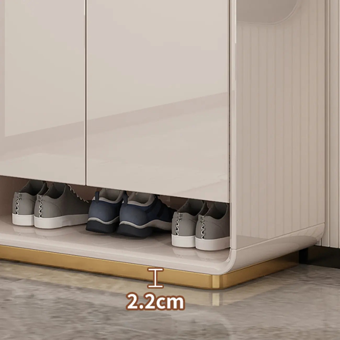 Glam Beige Solid Wood Shoe Cabinet with Display Top