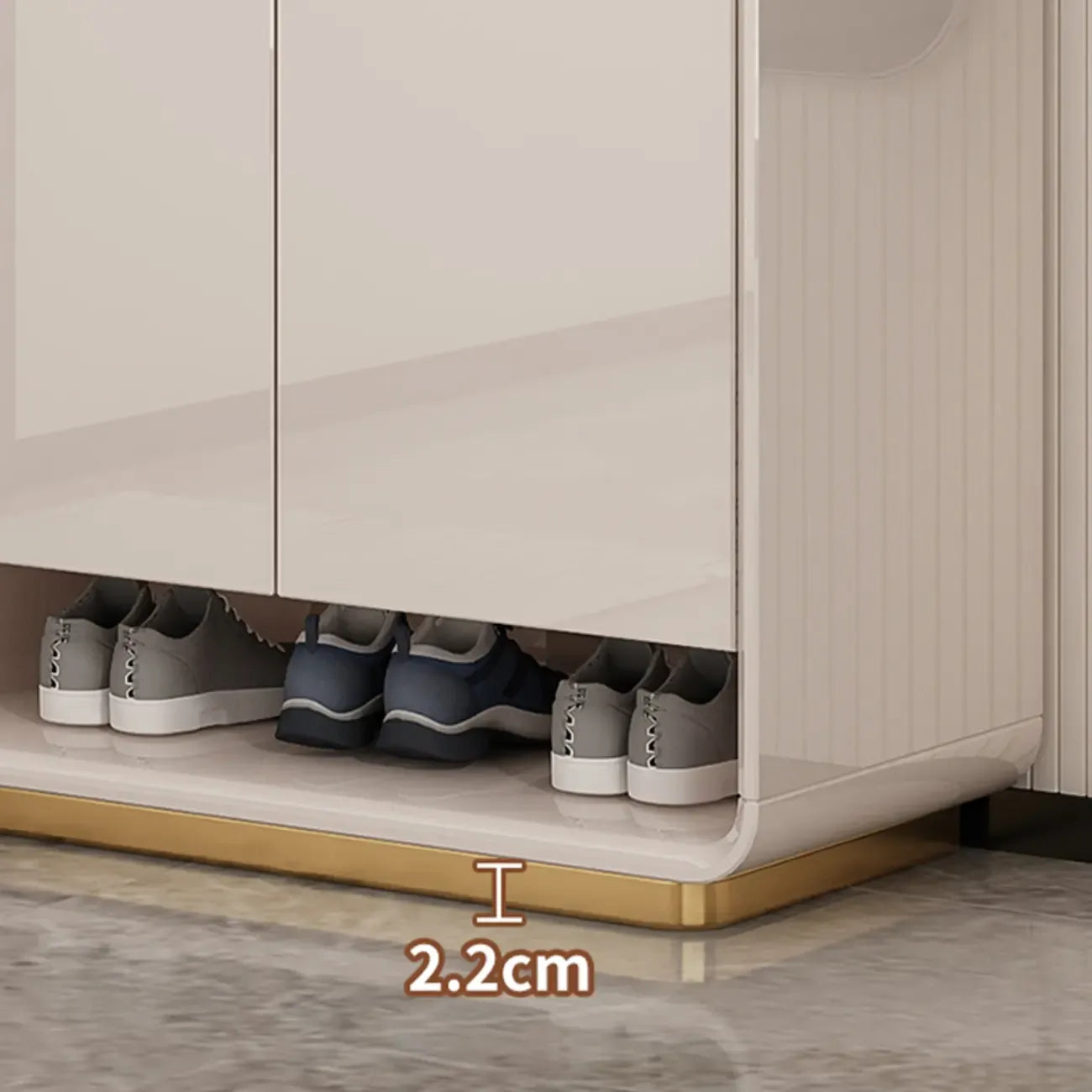 Glam Beige Solid Wood Shoe Cabinet with Display Top