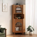 Tall Wooden 5-Tier Open Storage Display Buffet Cabinet