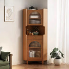 Tall Wooden 5-Tier Open Storage Display Buffet Cabinet