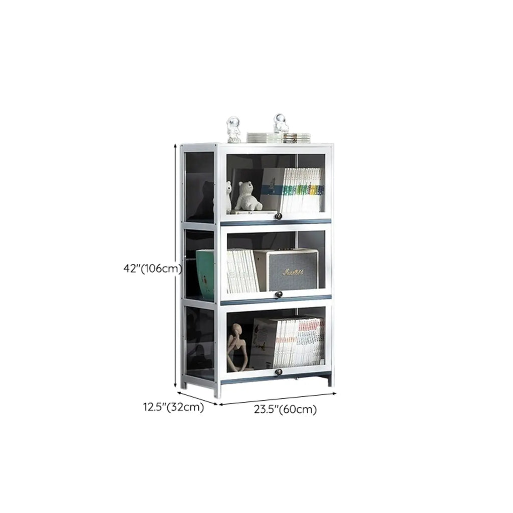 Modern White Bamboo Flip-Up Glass Display Cabinet