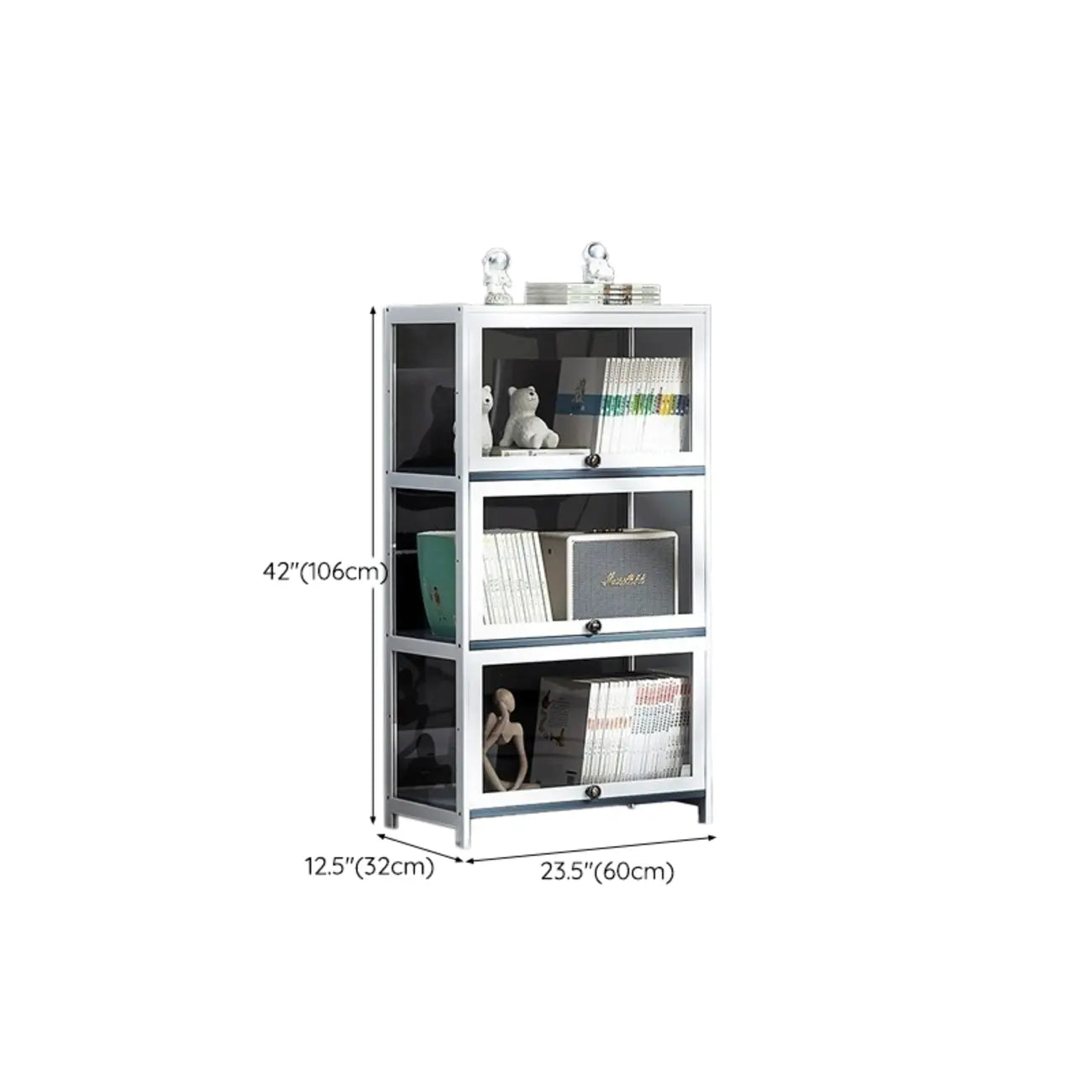 Modern White Bamboo Flip-Up Glass Display Cabinet