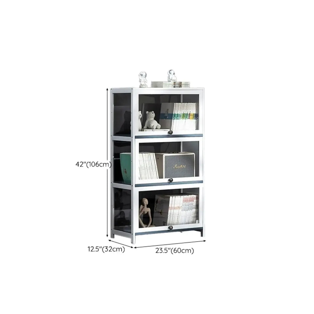 Modern White Bamboo Flip-Up Glass Display Cabinet