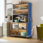 Modern Steel Multi-Shelf Sideboard with Pegboard Back