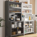 Modern Steel Multi-Shelf Sideboard with Pegboard Back