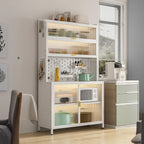 Modern Steel Multi-Shelf Sideboard with Pegboard Back