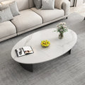 Oval Stone Top Scratch Resistant Iron Base Coffee Table