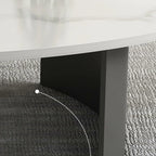 Oval Stone Top Scratch Resistant Iron Base Coffee Table