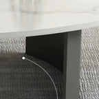 Oval Stone Top Scratch Resistant Iron Base Coffee Table