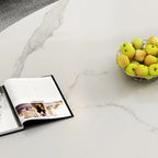 Oval Stone Top Scratch Resistant Iron Base Coffee Table