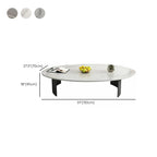 Oval Stone Top Scratch Resistant Iron Base Coffee Table