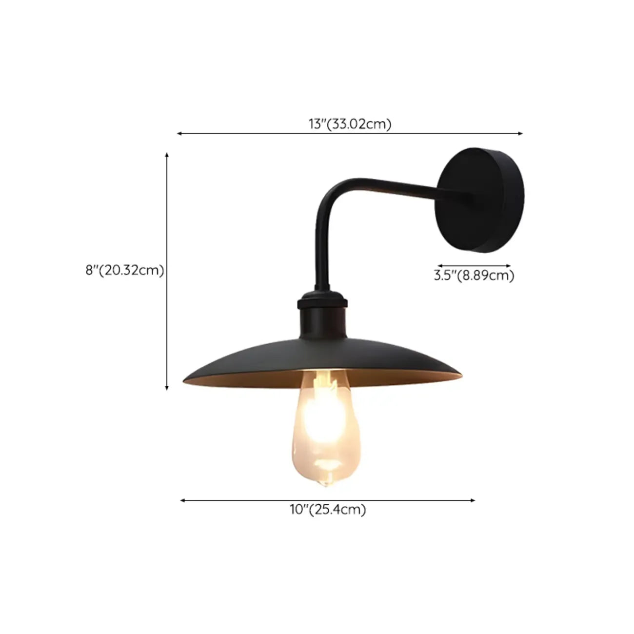 Industrial Black Metal Wall Light with LED for Outdoors