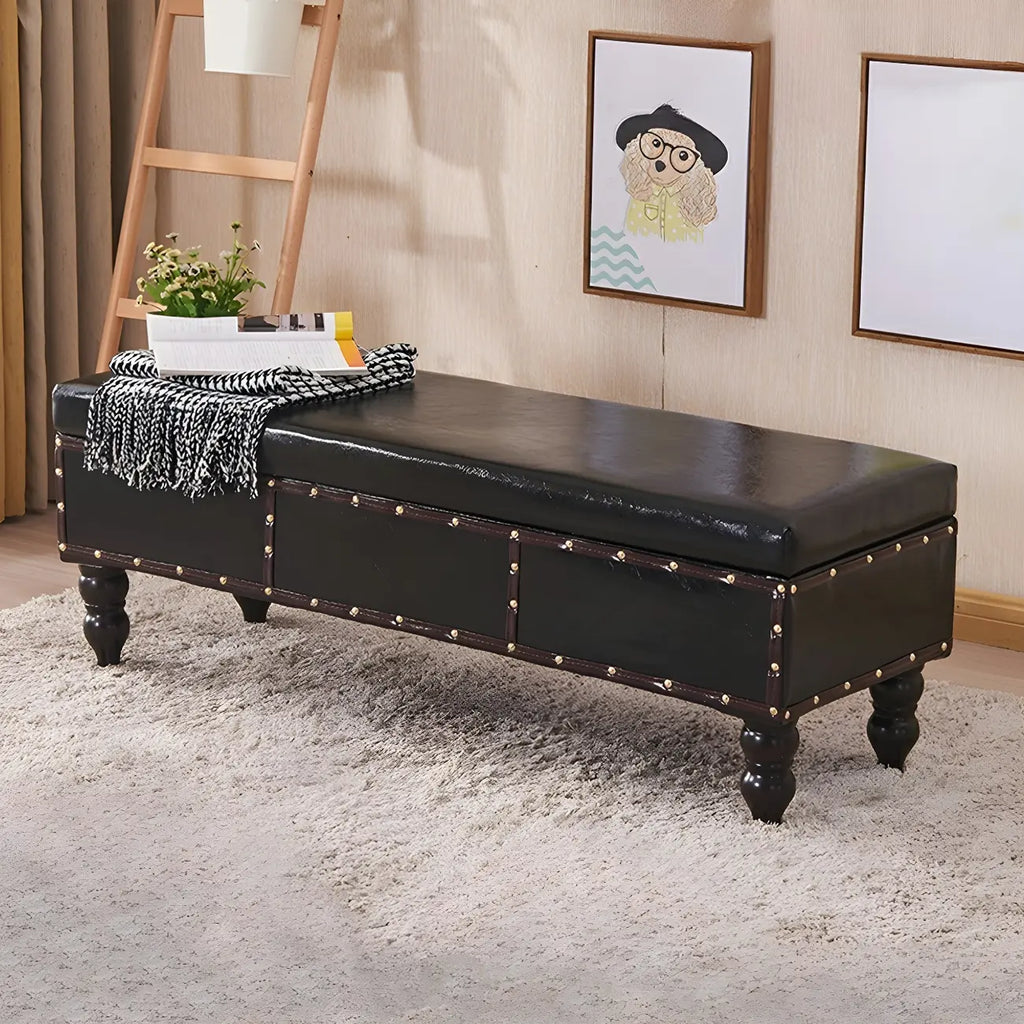 16H Faux Leather Upholstered Bedroom Bench with Storage