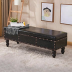 16H Faux Leather Upholstered Bedroom Bench with Storage