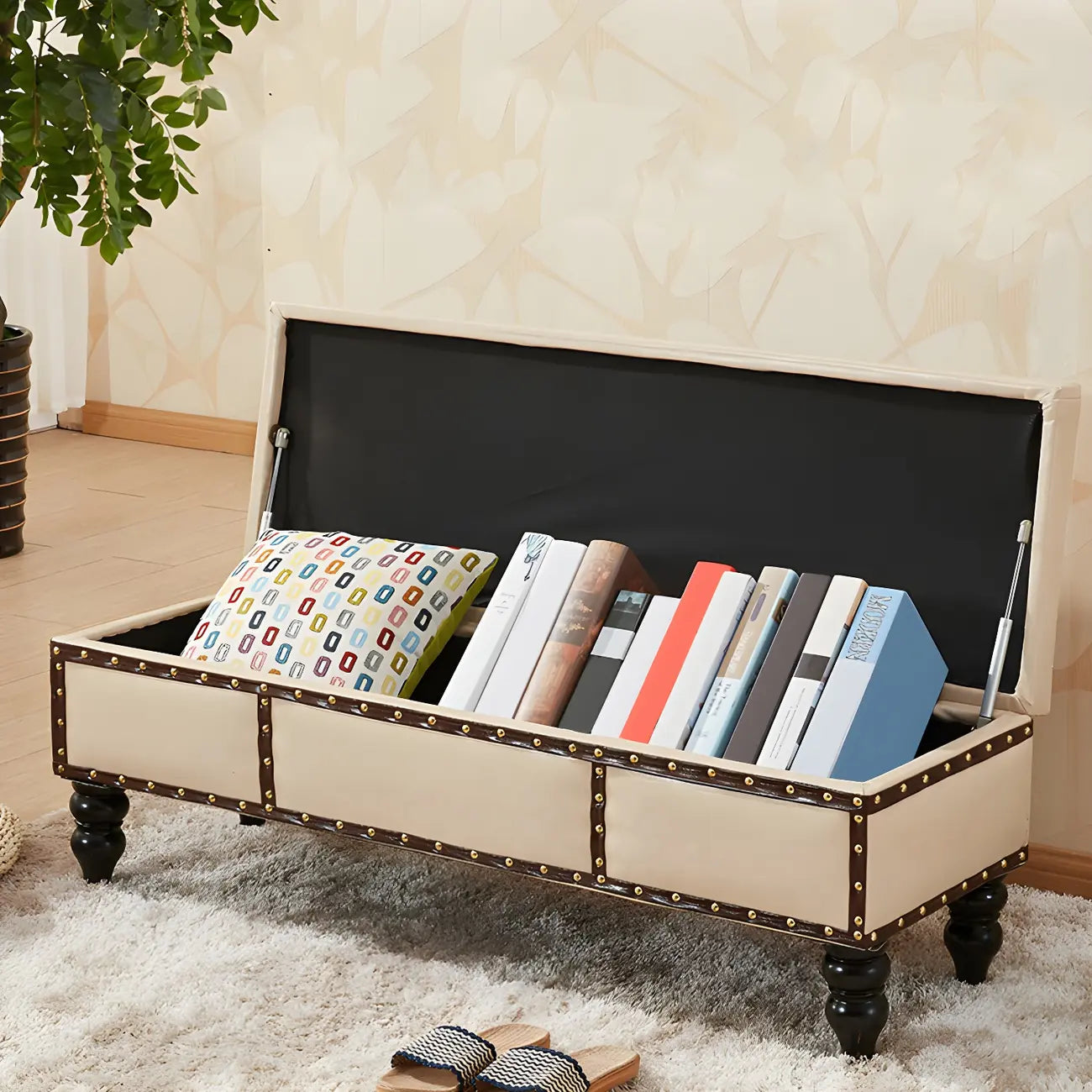 16H Faux Leather Upholstered Bedroom Bench with Storage