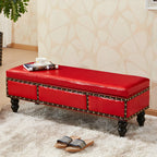 16H Faux Leather Upholstered Bedroom Bench with Storage