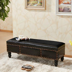 16H Faux Leather Upholstered Bedroom Bench with Storage