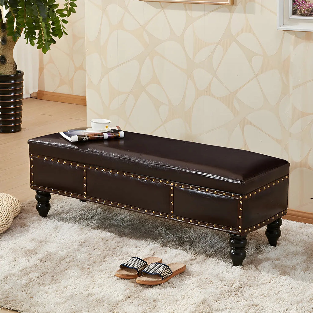 16H Faux Leather Upholstered Bedroom Bench with Storage