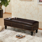 16H Faux Leather Upholstered Bedroom Bench with Storage