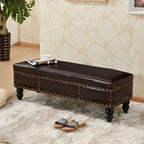 16H Faux Leather Upholstered Bedroom Bench with Storage