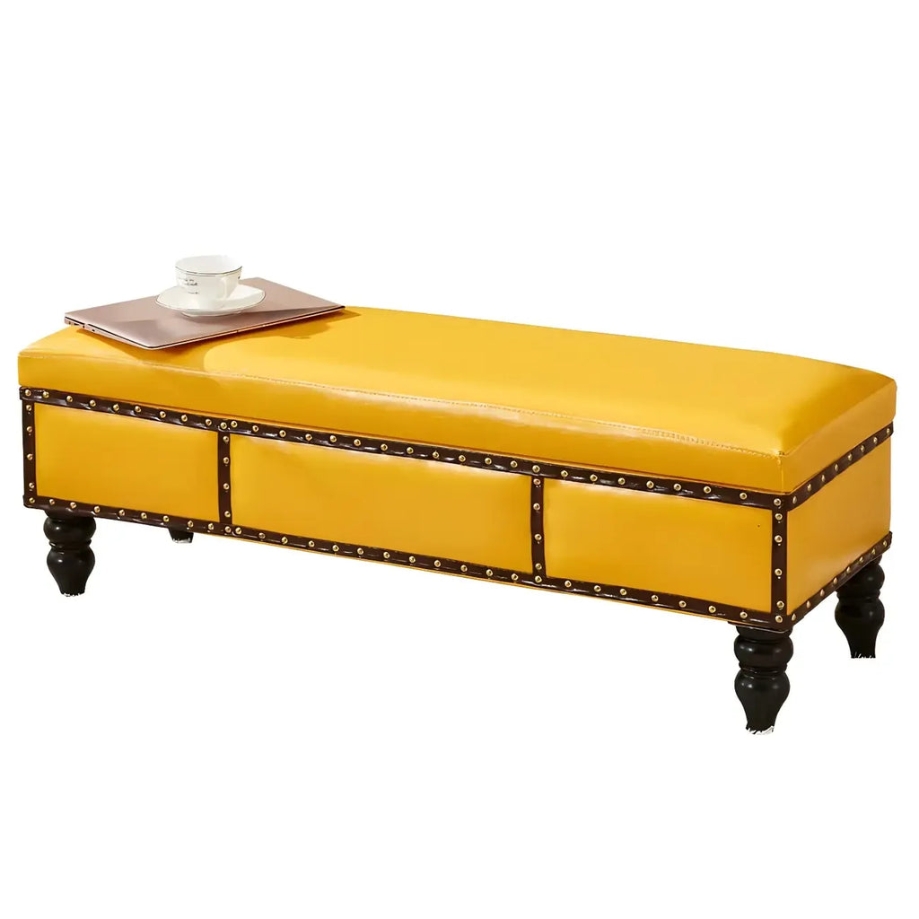 16H Faux Leather Upholstered Bedroom Bench with Storage