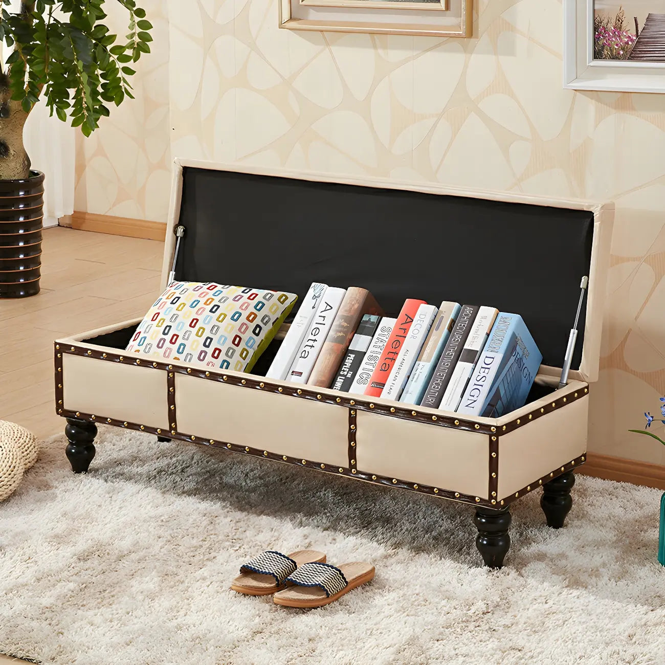 16H Faux Leather Upholstered Bedroom Bench with Storage