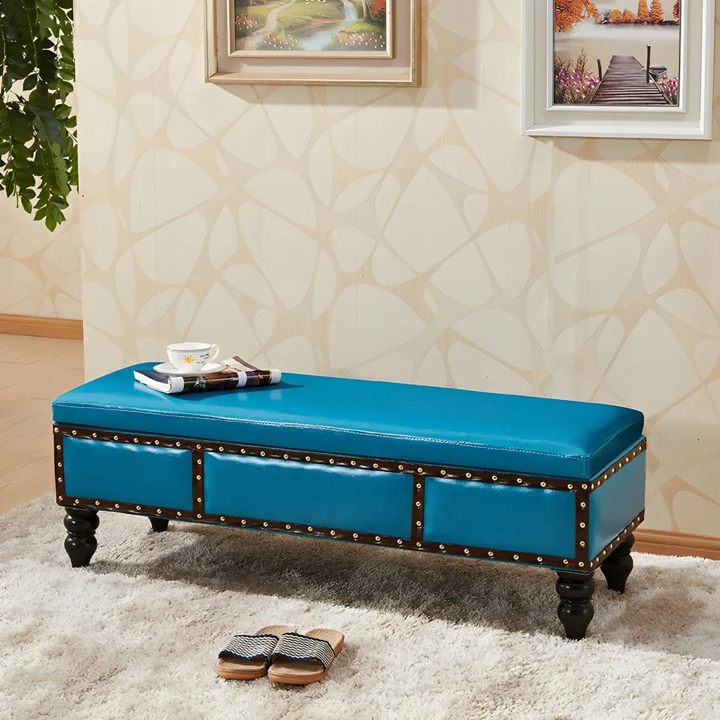 16H Faux Leather Upholstered Bedroom Bench with Storage