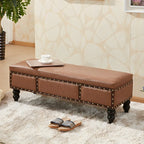 16H Faux Leather Upholstered Bedroom Bench with Storage