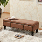 16H Faux Leather Upholstered Bedroom Bench with Storage