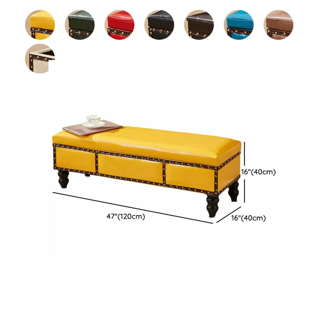 16H Faux Leather Upholstered Bedroom Bench with Storage