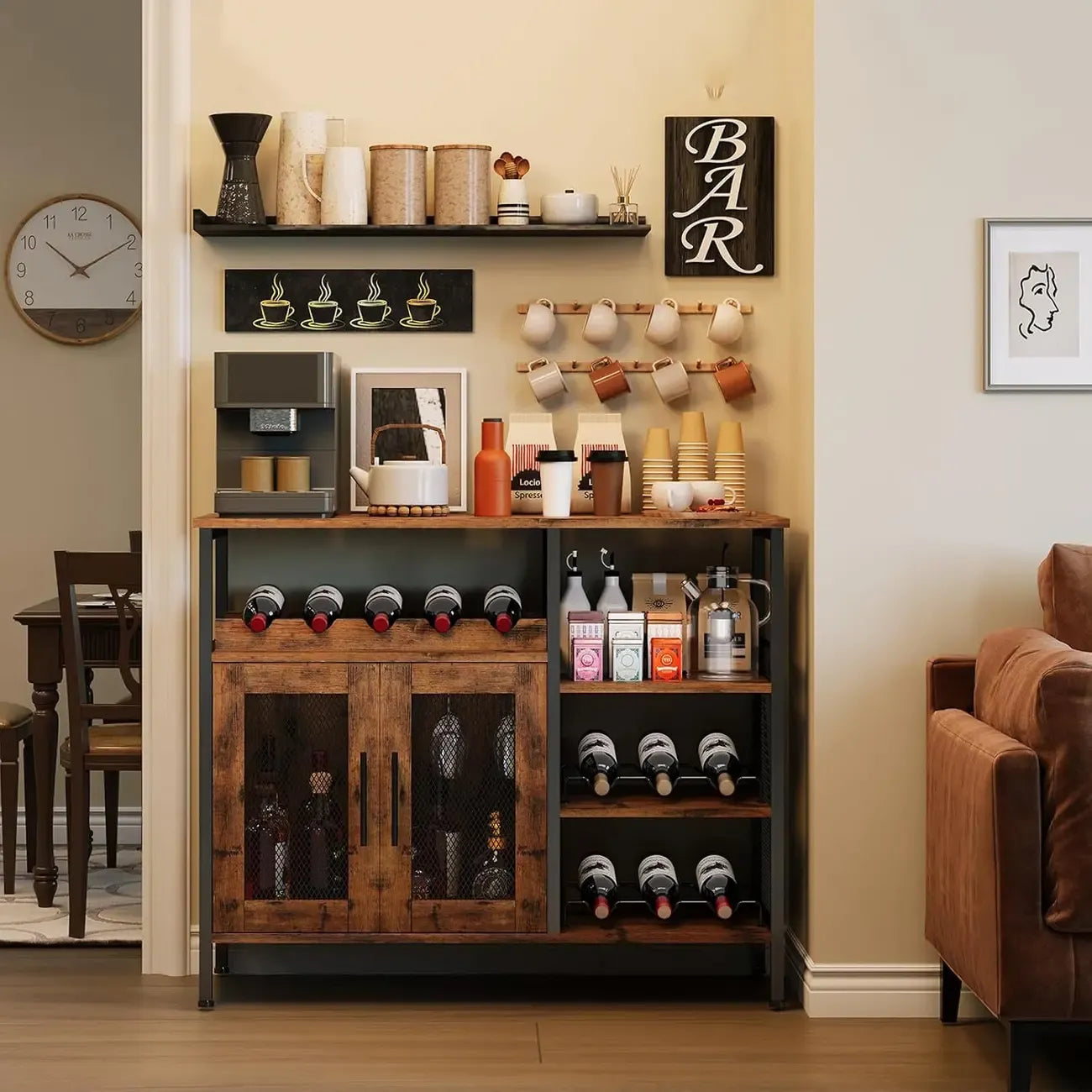 Wooden Large Capacity Removable Wine Cabinet with Double Door