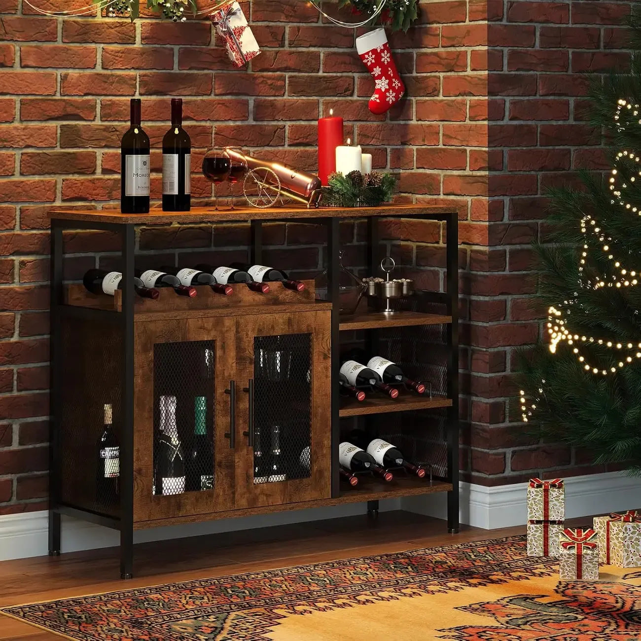 Wooden Large Capacity Removable Wine Cabinet with Double Door