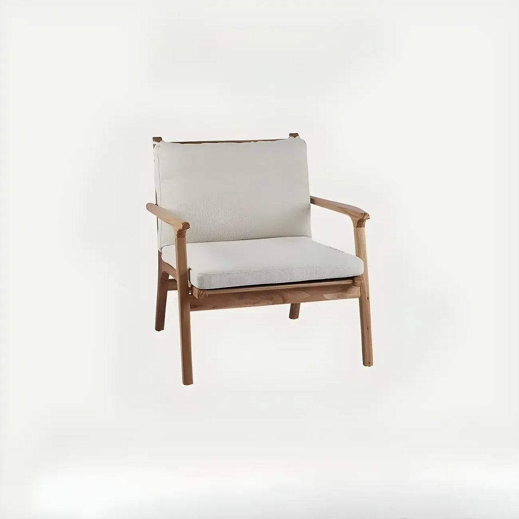 Scandinavian Faux Leather Wood Square Arm Accent Chair