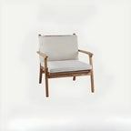 Scandinavian Faux Leather Wood Square Arm Accent Chair