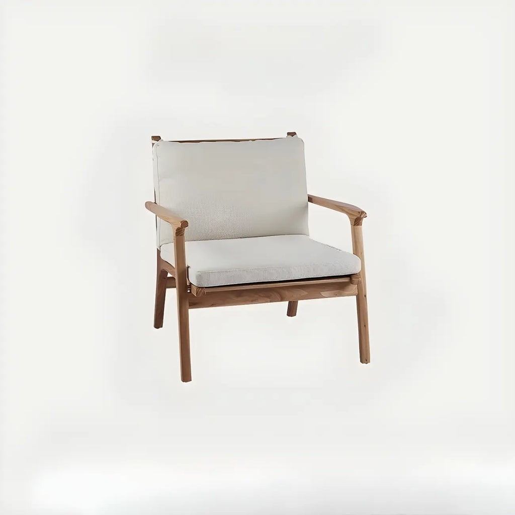 Scandinavian Faux Leather Wood Square Arm Accent Chair