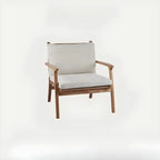 Scandinavian Faux Leather Wood Square Arm Accent Chair