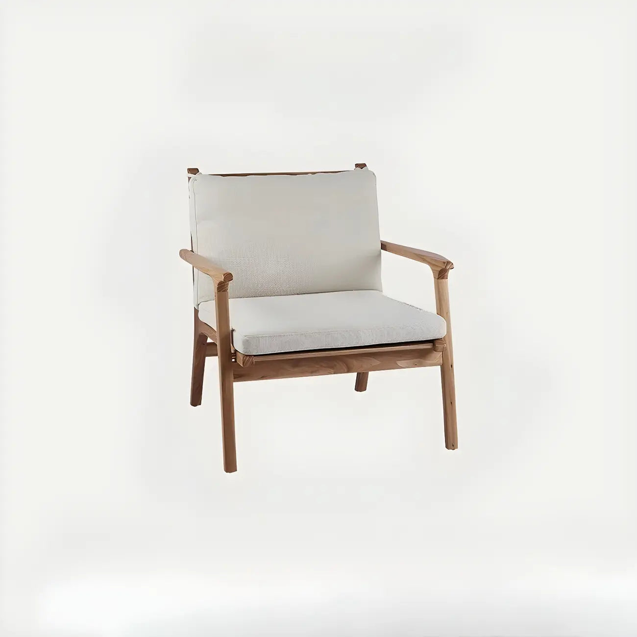 Scandinavian Faux Leather Wood Square Arm Accent Chair