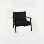 Scandinavian Faux Leather Wood Square Arm Accent Chair