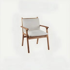 Scandinavian Faux Leather Wood Square Arm Accent Chair