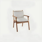 Scandinavian Faux Leather Wood Square Arm Accent Chair