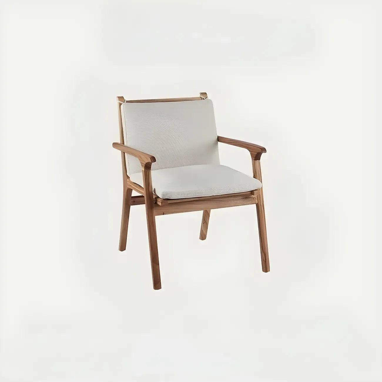 Scandinavian Faux Leather Wood Square Arm Accent Chair