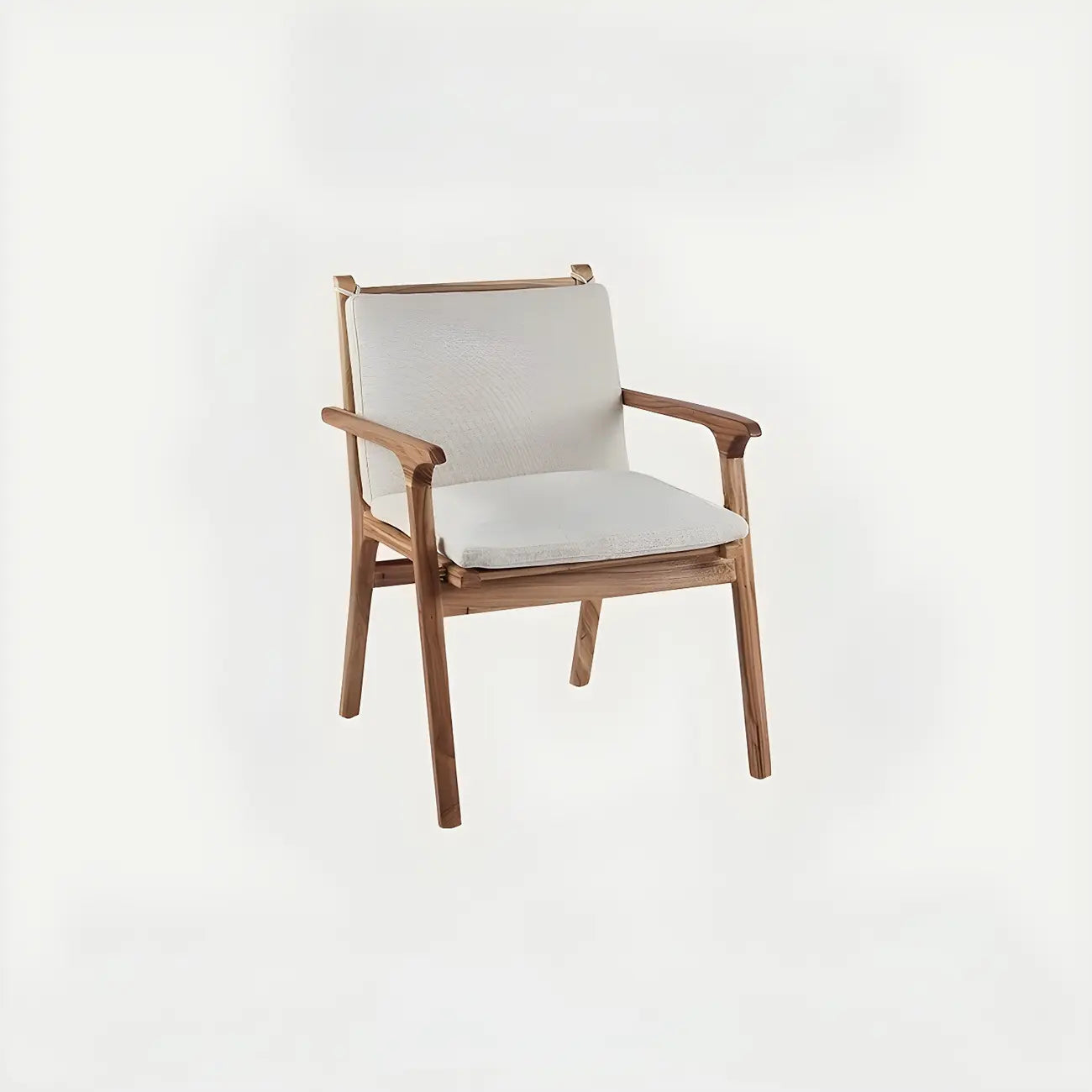 Scandinavian Faux Leather Wood Square Arm Accent Chair