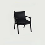 Scandinavian Faux Leather Wood Square Arm Accent Chair