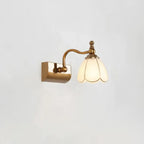 Elegant Gold Bathroom Vanity Light Frosted Floral Glass Shade