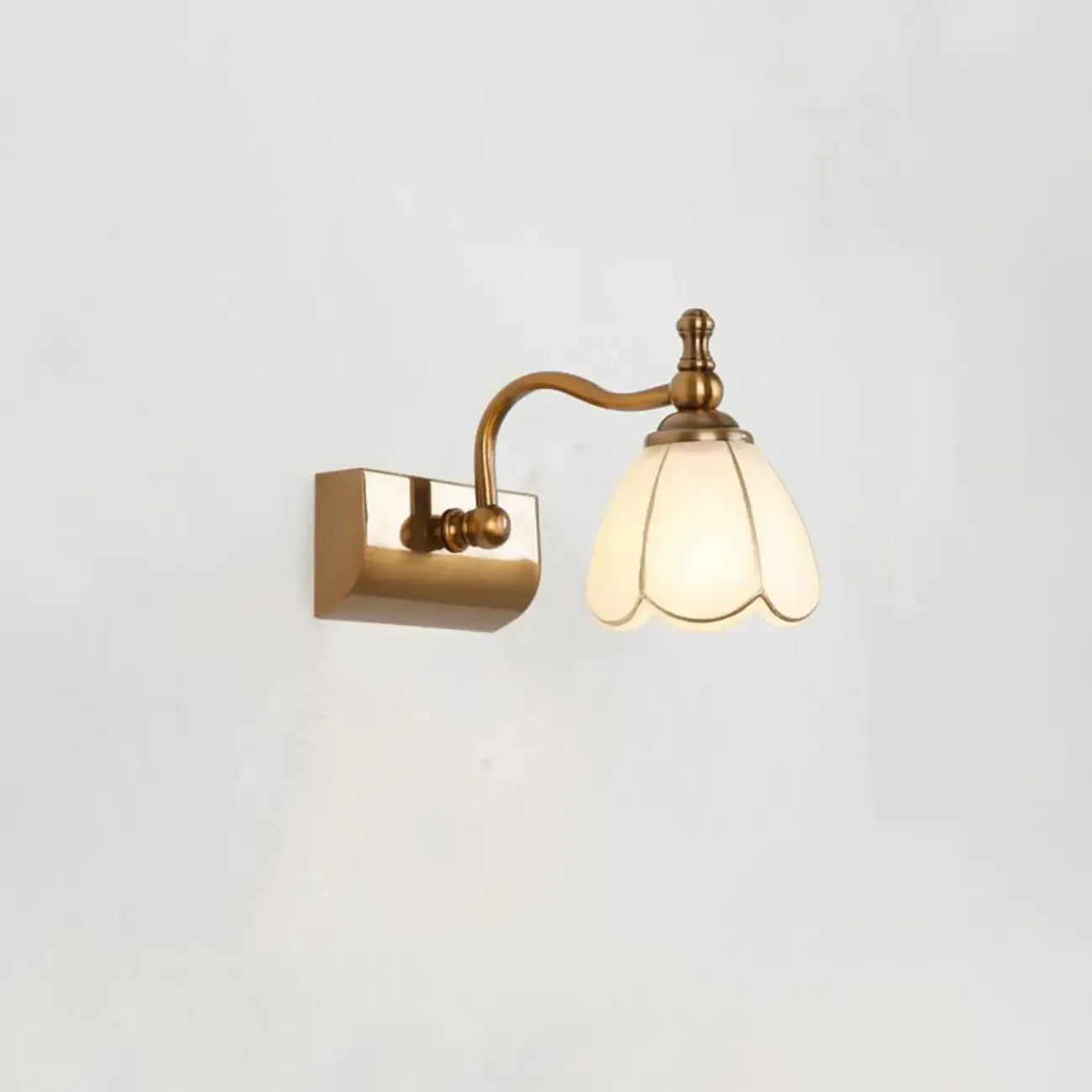 Elegant Gold Bathroom Vanity Light Frosted Floral Glass Shade