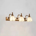 Elegant Gold Bathroom Vanity Light Frosted Floral Glass Shade