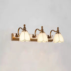 Elegant Gold Bathroom Vanity Light Frosted Floral Glass Shade