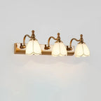 Elegant Gold Bathroom Vanity Light Frosted Floral Glass Shade